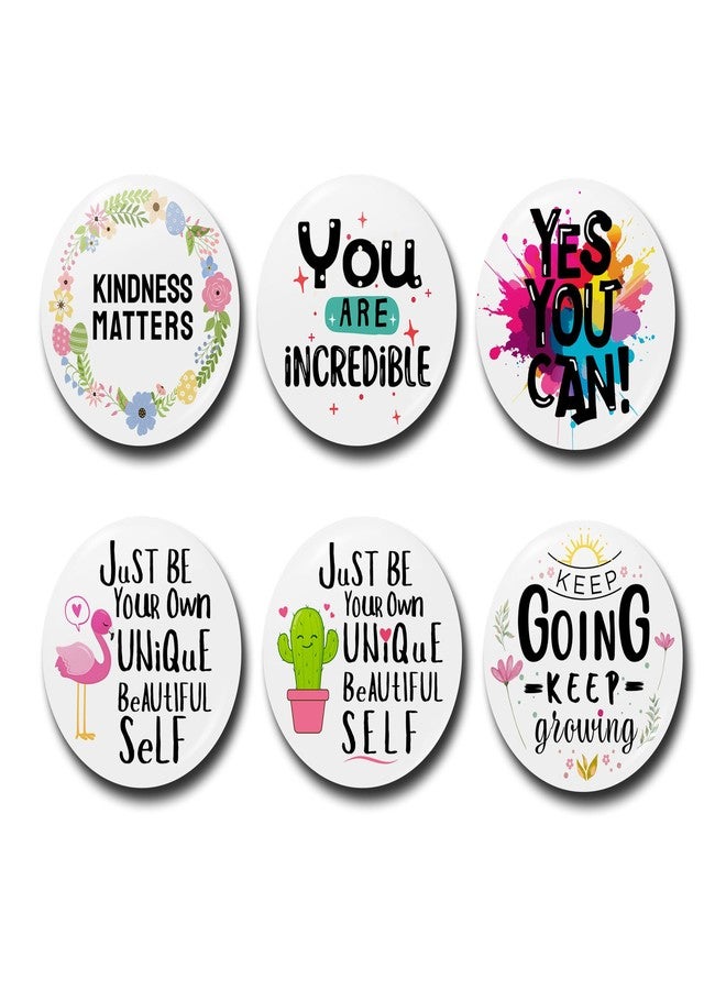 WUBUPRINT Button Badges with Fridge Magnet | Positive Quotes Round Plastic Button Badges Combo 1 | Pin Badges with Strong Magnet | Perfect for Backpacks, Gifts, Jackets & More (Multicolour) Pack of 6 - Image 1
